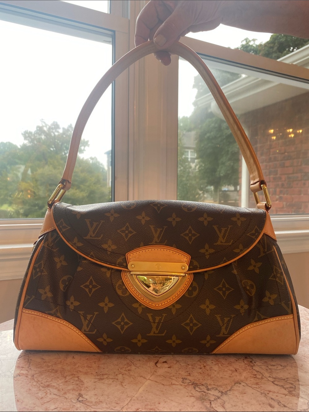 Louis Vuitton Beverly Monogram Canvas Shoulder Bag with Tan Vachetta Trim